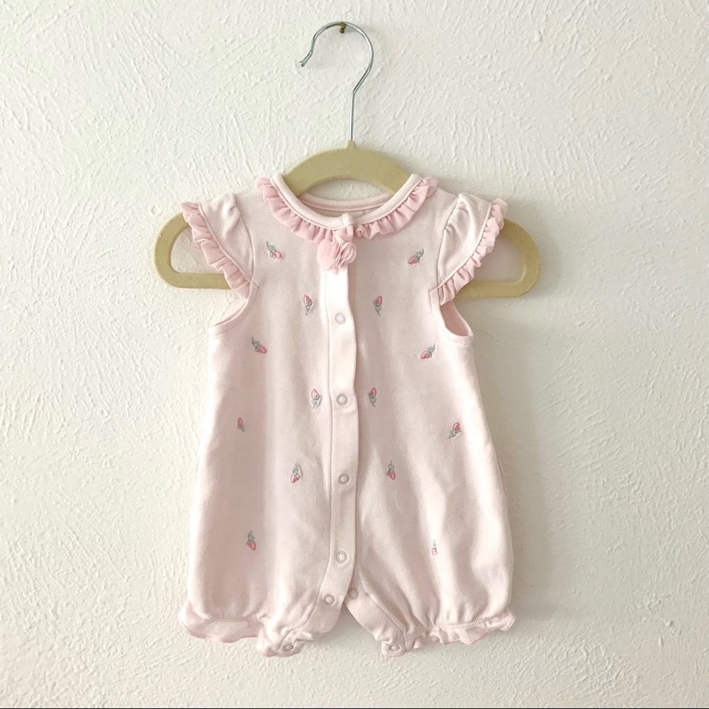 Little Me • pink rosebud ruffled romper